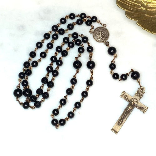 Black Agate St. Joseph Rosary