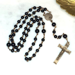 Black Agate St. Joseph Rosary