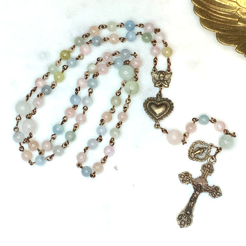 Morganite Guardian Angel’s Heart Rosary